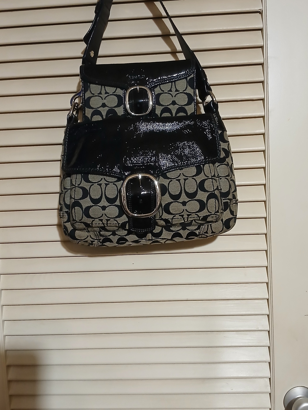 Coach Bleecker Signature Canvas Shoulder Bag in Black/white With Matching Wallet